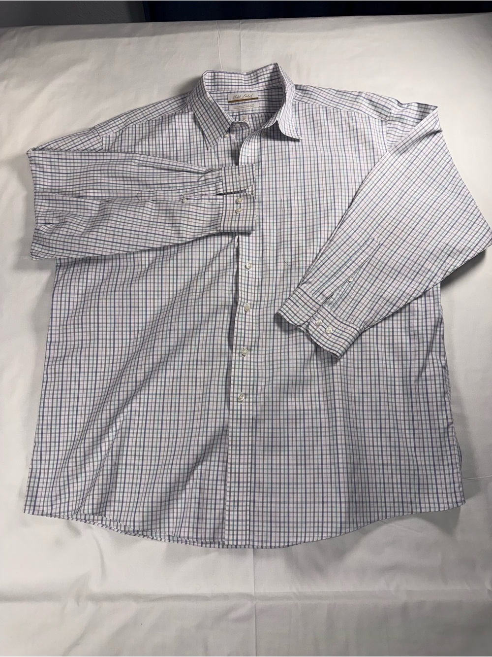 Gold Label Roundtree & Yorke Men’s 18.5 34/35 Non Iron Plaid Dress Shirt